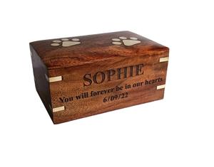 Rosewood <b>Pet</b> Urn for Dog Ashes Personalized Wooden Urn for Ashes <b>Memorial</b> Keepsake Funeral Cremation Urn <b>Box</b>(X-Small:5"x3"x 2") - Product Image 1