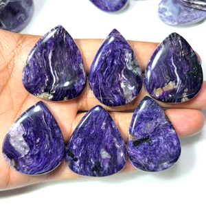 Vente en gros de cabochons en charoite naturelle, forme mixte, toutes tailles, accessoires de bijouterie semi-précieuse de guérison énergétique - Product Image 1