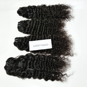 Extensions de cheveux humains vierges noirs naturels, bouclés, alignés aux cuticules, de fabrication indienne, en gros, pour tissage - Product Image 1