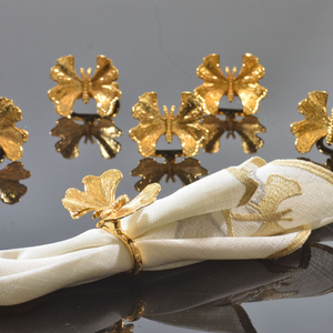 Ensemble de ronds de serviette floraux dorés élégants de porte-serviettes décoratifs en métal pour la décoration de table à manger et les événements à la maison - Product Image 6