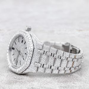 Luxury Quartz <b>Men's</b> Women's Iced Moissanite <b>Watch</b> VVS Analog <b>Waterproof</b> Stainless Steel 5mm Case Thickness - Product Image 3
