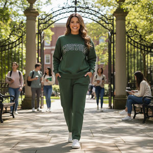 Delta Sigma Theta Winter Casual Wear High Street Style Solid 2 Piece <b>Set</b> Eco-Friendly Mock Neck Sweatshirt Sweatpants Cotton - Product Image 4