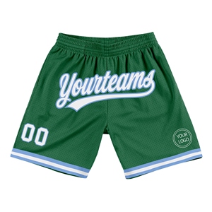 Industrie Direct Engro Sportswear Basketball <b>Shorts</b> Custom Kelly Green <b>White</b>-Light Blue Authentic Throwback Basketball <b>Shorts</b> - Product Image 1