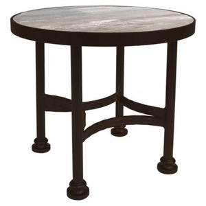 Mesa auxiliar de hierro forjado con parte superior redonda y estampado floral, ideal para decoración de temática retro o ajustes de inspiración Victoriana - Product Image 3