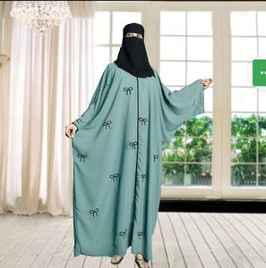 Vêtements islamiques, nouveau ensemble abaya, robe hijab, tissu léger en géorgette, femmes, filles, musulmanes, uni, teinture unie - Product Image 5