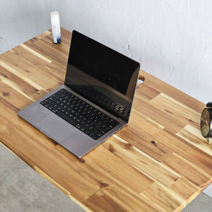 Hbwd034 Acacia Wood <b>Computer</b> <b>Desk</b> with 25mm Thick Top and Hairpin Iron Legs - Product Image 5