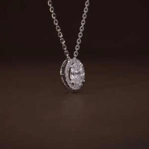 Nouveauté : pendentif halo en diamant de laboratoire de forme ovale de 2 carats avec chaîne de 16 pouces en or 14 carats pour femmes, bijoux fins - Product Image 4