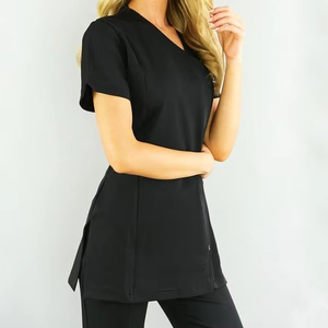 Recién llegado, conjunto de Top y pantalón, conjuntos de uniformes médicos, ropa de trabajo de esteticista de manga corta con logotipo personalizado, buena calidad - Product Image 4