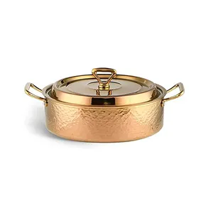Large Shiny Polished Luxury Copper Serving Pot For Home Dining Table Modern Style Serving Dish Elegant Design Hot Selling