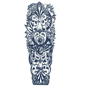 Tatouage temporaire à manches complètes imperméable de couleur noire représentant la Vierge Marie pleureuse pour hommes - Product Image 2