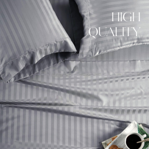 Ensemble de draps de lit Queen en coton 100% de luxe avec motif rayé pour la maison et l'hôtel, confortable et doux, ensemble de draps de lit 4 pièces - Product Image 5