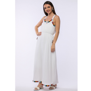 Robe brodée blanche sans manches pour femmes personnalisée OEM ODM style de fête prix compétitif grande taille fabrication en gros - Product Image 3