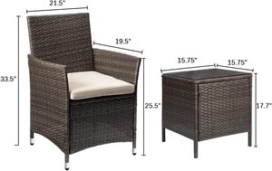 Ensemble bistrot en rotin d'extérieur Homall 3 pièces pour patio et balcon - Product Image 2
