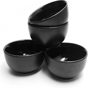India Cuenco de verduras de cerámica negra de 4 piezas Fideos de 200ml Respetuoso con el medio ambiente Sin BPA Lavavajillas de doble pared Biodegradable - Product Image 2