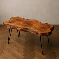 Table basse contemporaine en bois de teck à bord vivant pour la maison, villa, hôtel ou bureau pour le salon ou l'appartement