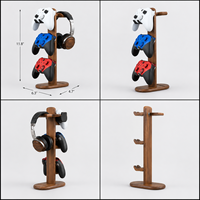 Support de manette de jeu en bois rustique, écologique, personnalisable, organisateur de rangement de table multifonctionnel, fait main sur mesure