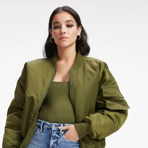 Chaqueta Bomber de manga larga para mujer de invierno 2025, diseño OEM personalizado, gran oferta, Chaqueta de punto a prueba de viento, talla adulta - Product Image 5