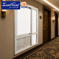 Hotel-Schiebefenster mit Belüftungslamellen, Aluminiumrahmen, Verbund-Schlagfestglas, Miami-Dade NOA-zertifiziert
