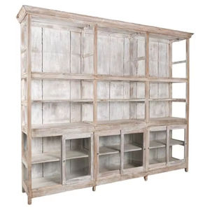 Indian Handcrafted Whitewashed Solid Mango Wood Modern Accent Design <b>Wardrobe</b> Cabinet for Workshop Use - Product Image 1