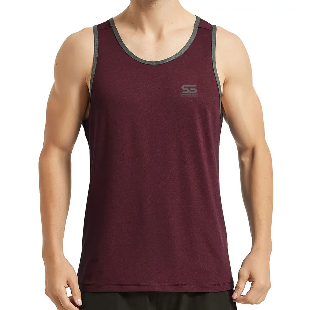 Sıcak satış şık katı malzeme erkek Tank Top pamuk Polyester en iyi tarzda Fitness giysileri Tank Top