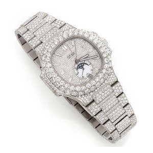 Montre personnalisée à mouvement à quartz carré, sertie de moissanite, avec cadran en verre, bracelet en acier inoxydable doré jaune - Bijoux de luxe hip-hop - Product Image 3