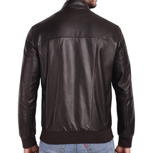 Veste de vol d'hiver en cuir pour hommes, coupe-vent et imperméable, avec logo imprimé personnalisé - Product Image 4