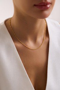 Collar de Cadena Minimalista con Circonitas, Delicado, en Capas, con Diseño de Cable Trenzado, Serpiente y Satélite, de Plata de Ley 925 y Chapado en Oro de 14K - Product Image 3