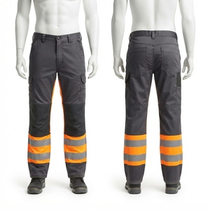 Unisex Hi Vis Orange Polyester Twill Cargo <b>Work</b> Pants CE Certified <b>Waterproof</b> Anti-Wrinkle Plus Size Heavy Duty 300 GSM Double - Product Image 4