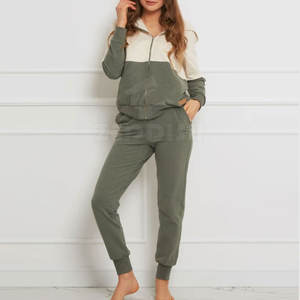 2025 femmes haute qualité coton décontracté survêtements motif solide col montant Logo personnalisé impression hiver vêtements quotidiens - Product Image 3