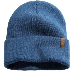 Bonnets 100% acrylique couleur unie, chauds pour l'hiver, pour la pêche et la randonnée, en tricot côtelé, mélange de laine, respirants et élastiques - Product Image 1