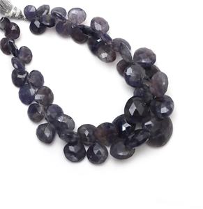 Hecho a mano Bloodshot Blue Iolite Gemstone Faceted Heart Beads Dark Blue Loose Stone Strand Fancy Shape - Product Image 1