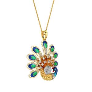 Luxe or blanc brillant paon bijoux fins pendentifs breloques pour femmes | Pièce de déclaration audacieuse Vibrant Detail CZ Sparkle GIA - Product Image 3