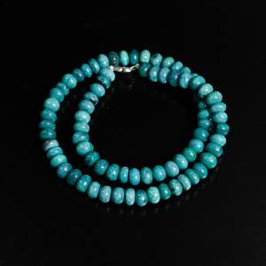 Collier de perles Rondelle Lisse Opale Bleue Bonbon Naturel 7-8mm Lâche Pierres Précieuses Rondelle Collier Ras Du Cou Pour Les Femmes En Gros Prix - Product Image 5