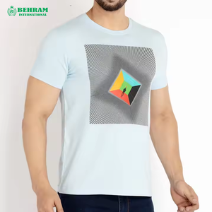 T-shirt personnalisé en polyester/coton à col rond, coupe ample, impression numérique du logo, manches durables anti-boulochage, écologique, pour homme - Product Image 2
