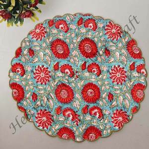 Handmade Printed Modern Round Table Napkin 100% Cotton Unique Design for <b>Airplane</b>, Hotels and Home Use EN124 - Product Image 2