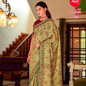 Exquis Gruham Pure Banarasi Zari Soie Warli Imprimé Saree Traditionnel Fabriqué À La Main Indien Saree pour Tous Les Événements - Product Image 1