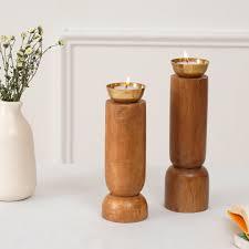 Support de bougie rond en bois personnalisable pour la décoration de la maison, bougeoir de table de Noël festif - Product Image 3