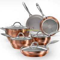 Set Peralatan Masak Stainless Steel Premium Gagang Emas Multifungsi Aman untuk Oven Aman untuk Mesin Cuci Piring Cocok untuk Induksi Panci Wajan Panci Saus