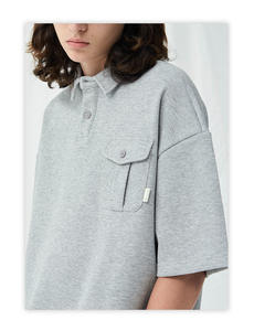 Chemises polo pour hommes en coton lourd de haute qualité, couleur unie - Product Image 2