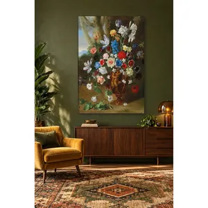 Bouquet de fleurs classique Fida dans un vase en bronze gaufré, impression sur toile - Product Image 5