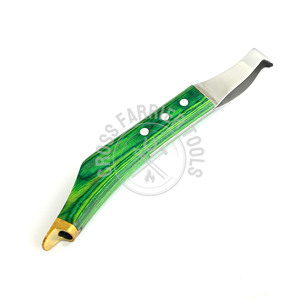 Vente chaude couteau à boucle de maréchal-ferrant pour chevaux lame en acier robuste coupe du sabot nettoyage couteau à manche en bois dur poli antidérapant - Product Image 1