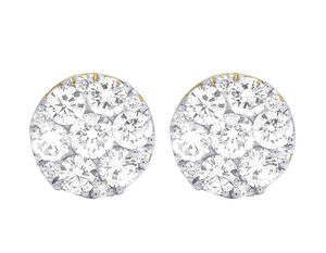 Boucles d'oreilles en grappe florale en or massif 10 carats avec des diamants de laboratoire parfaits pour le mariage - Product Image 1