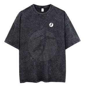 T-shirt uni délavé à l'acide pour jeunes, logo personnalisé, léger, haute qualité, coupe ajustée, respirant, séchage rapide, manches courtes, col rond, 220g - Product Image 1