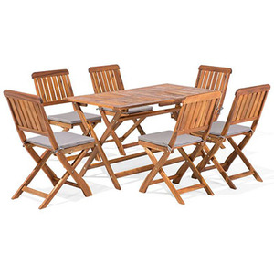 Belle Modern Design Solid Teak Wood <b>Folding</b> <b>Dining</b> Garden <b>Set</b> for Outdoor & Hotel Use Sunproof Cushion with Natural Finish - Product Image 1