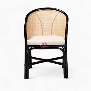 Chaises de salle à manger en rotin noir chaises d'appoint en rotin d'intérieur fauteuils confortables pour chambre salon - Product Image 3