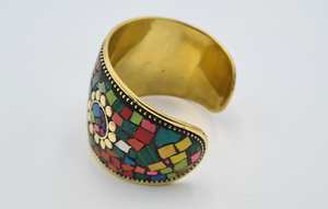 Brazalete Ancho de Diseño Floral, Hecho a Mano, 100% Latón Puro, Ajustable, Regalo para Mamá, Artesanía MS, Ms-wc-001 - Product Image 6