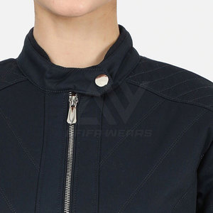 High Quality Women's Reversible <b>Quilted</b> Bomber <b>Jacket</b> Polyester/Cotton Stand Collar Solid <b>Pattern</b> Knitted Zipper Autumn - Product Image 4