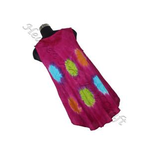 Peso ligero y suave rayón Tie Dye vestido estampado Tie Dye largo Maxi vestido hecho a mano con sin mangas Tie Dye cuello redondo Boho largo - Product Image 2