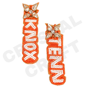 Designer Vintage perlé boucles d'oreilles pendantes femmes patriotique Orange blanc bleu pour les mariages et les jours commémoratifs mode tissu matériel - Product Image 5