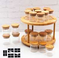 Étagère à Épices Multifonctionnelle Moderne et Écologique en Bois Noir et Métal à Cinq Niveaux avec Support pour Verres en Résine